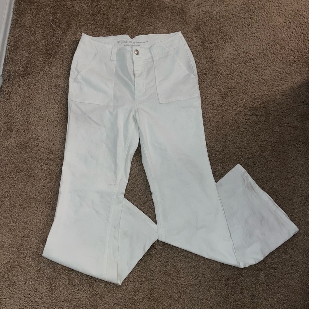 white flare jeans
